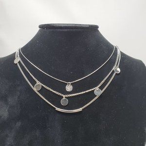 Taylor & Jade 3 row silver multi strand layered necklace
